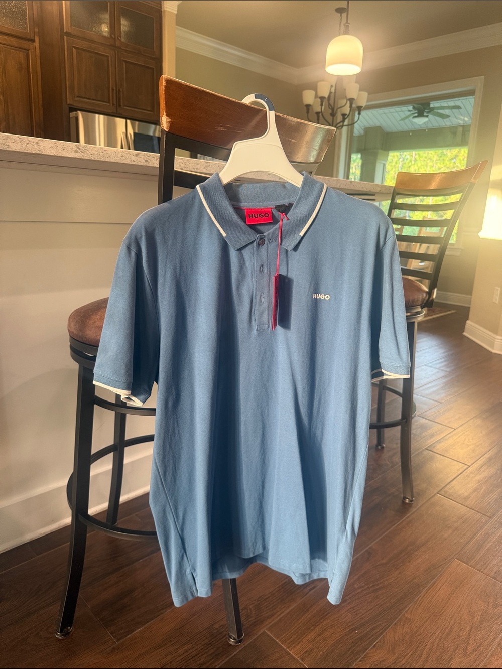 Hugo Boss Light Blue Polo with White Contrast Trim